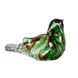 Lefton Colorful and Vibrant Ribbon Art Glass Vintage Bird Paperweight-Very Nice!